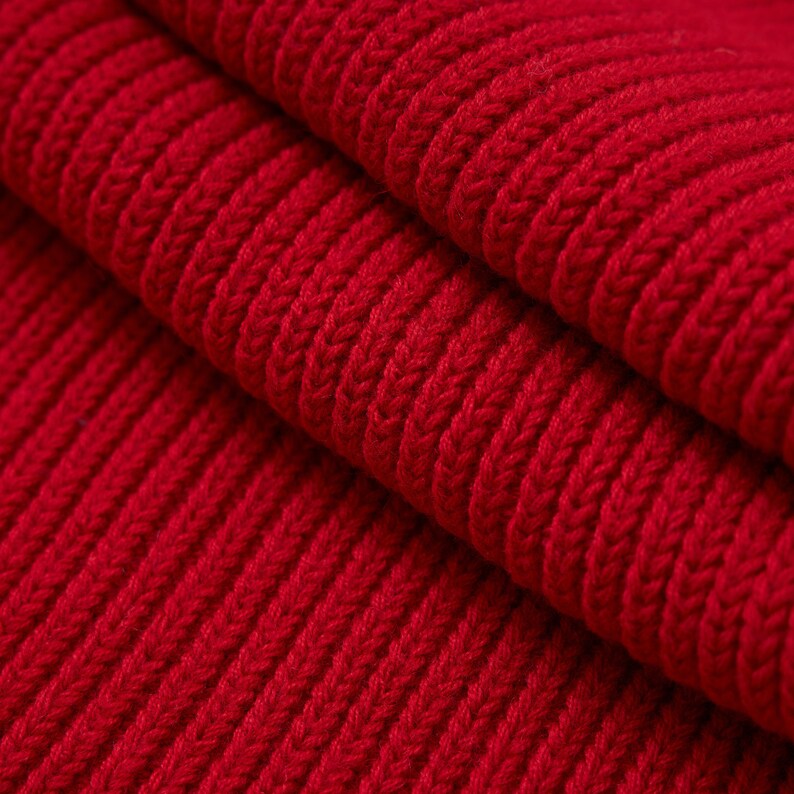 Irish Merino Wool Classic Rib Scarf Christmas Red Handmade Ireland One Size Unisex image 2