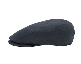 Irish Linen Driving  Cap - Black Port - Ireland - Handcrafted - Unisex