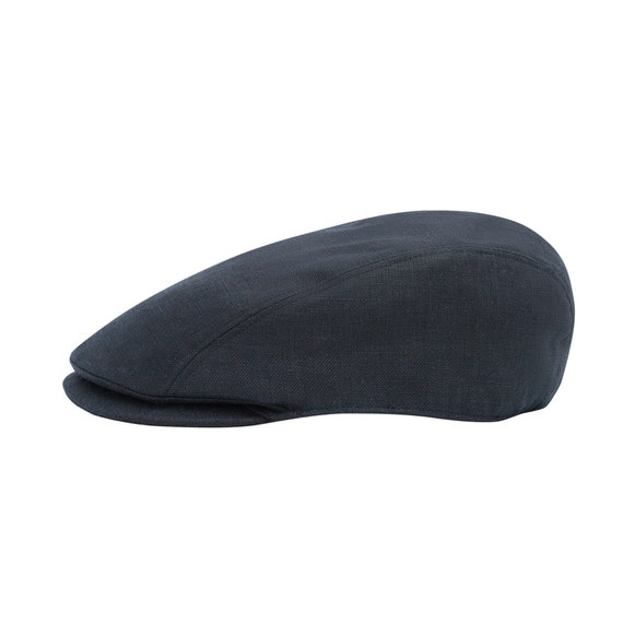 Irish Linen Driving Cap Black Port Ireland Handcrafted Unisex