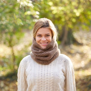 Irish - Donegal Pure New Wool  Snood - Donegal Forest Brown Fleck  - Handmade - Ireland - One Size - Unisex