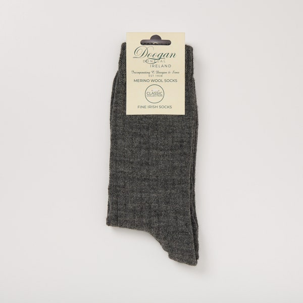 Chaussettes en laine mérinos irlandaise - Glen Grey Heather - Taille L = UK 8-12 (EUR 42-47 / US 8.5-12)