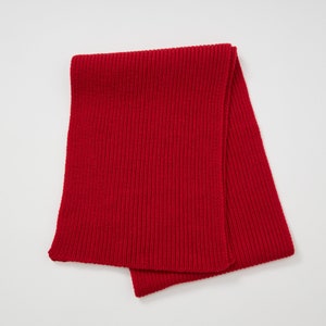 Irish Merino Wool Classic Rib Scarf Christmas Red Handmade Ireland One Size Unisex image 4