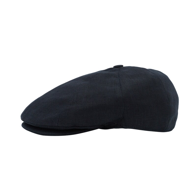 Irish Linen Newsboy Cap Black Port Ireland Handcrafted Etsy