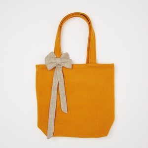 Bolso de mano de tweed irlandés Donegal Melton/lino - Mostaza irlandesa - Hecho a mano - Tamaño mediano