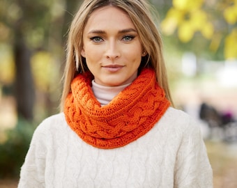 Irish - Donegal Merino Wool Aran  Snood  - Burnt Orange  - Handmade - Ireland - One Size - Unisex