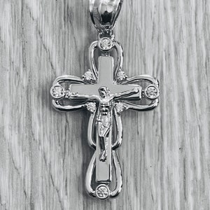 Silver Fancy Cross Pendant, .925 Silver Cross, Minimalist, Gift for Men or Women