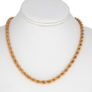 Solid 14k Yellow Gold Plate Rope Chain Necklace for men or women, 5mm Rope necklace, Available in sizes 20&quot;,22&quot;, and 24 inches