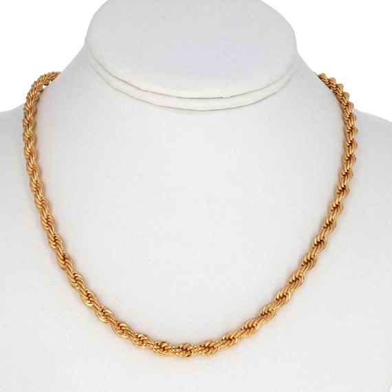Solid 14k Yellow Gold Plate Rope Chain Necklace for Men or Women, 5mm Rope  Necklace, Available in Sizes 20,22, and 24 Inches 