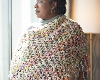 Twinkle Fringe Shawl, Knit Collage Wool