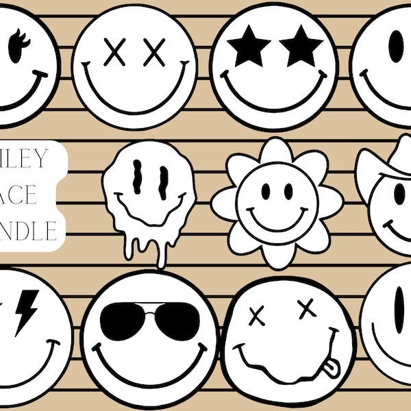 Smiley Face SVG Bundle, smiley face SVG, smile SVG, trippy svg, svg bundle, files for cricut, png files, cut files l