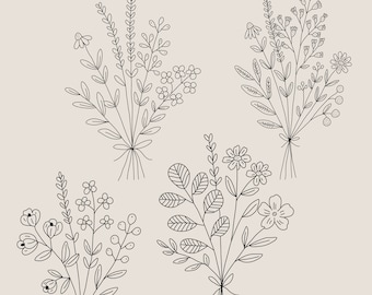 Floral Bundle svg | png | jpeg | digital download | flowers | bouquet | plants | herbs | wildflowers | field plants | botanical | hand draw