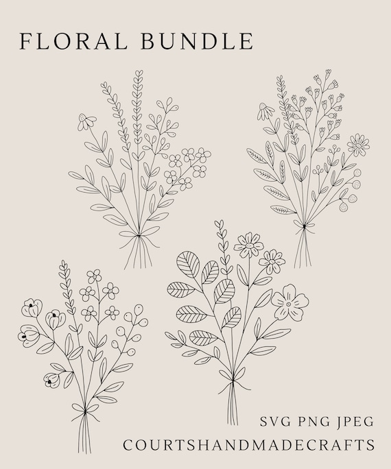 Floral Bundle svg | png | jpeg | digital download | flowers | bouquet | plants | herbs | wildflowers | field plants | botanical | hand draw