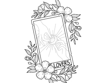Tarot SVG PNG l The Lovers Card l Moon and Sun l Digital Download l Cricut File