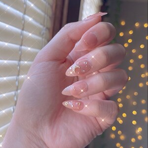 Moon Aesthetic, Celestial, Anime Inspired Shimmery Jelly Handmade Reusable Press On Nails | Salon Quality| Kawaii | Y2K Aesthetics