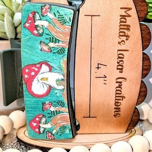 4-inch Hair Claw Clip, Mushroom Village, Hand-painted Wood, Hippie