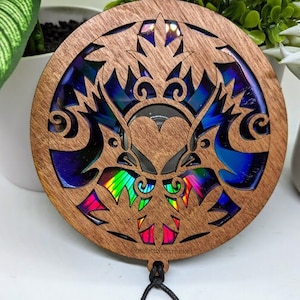 Sonnenfänger, Kardinal. Umgearbeitete DVD, Perlen, Laser Cut Holz