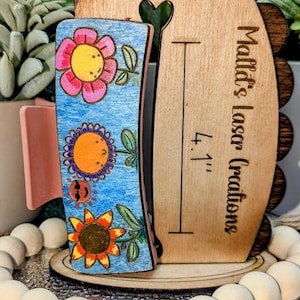 4-inch Hair Clip, Sunflowers, Smiling, Flowers, Hand-painted Wood, Hair Claw Clip