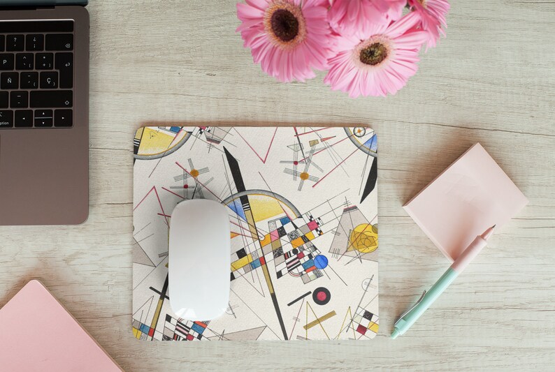 Artistic Design contemporary art mid-century modern mousepad for desk or study kids or adults great as a gift 9.25x7.75