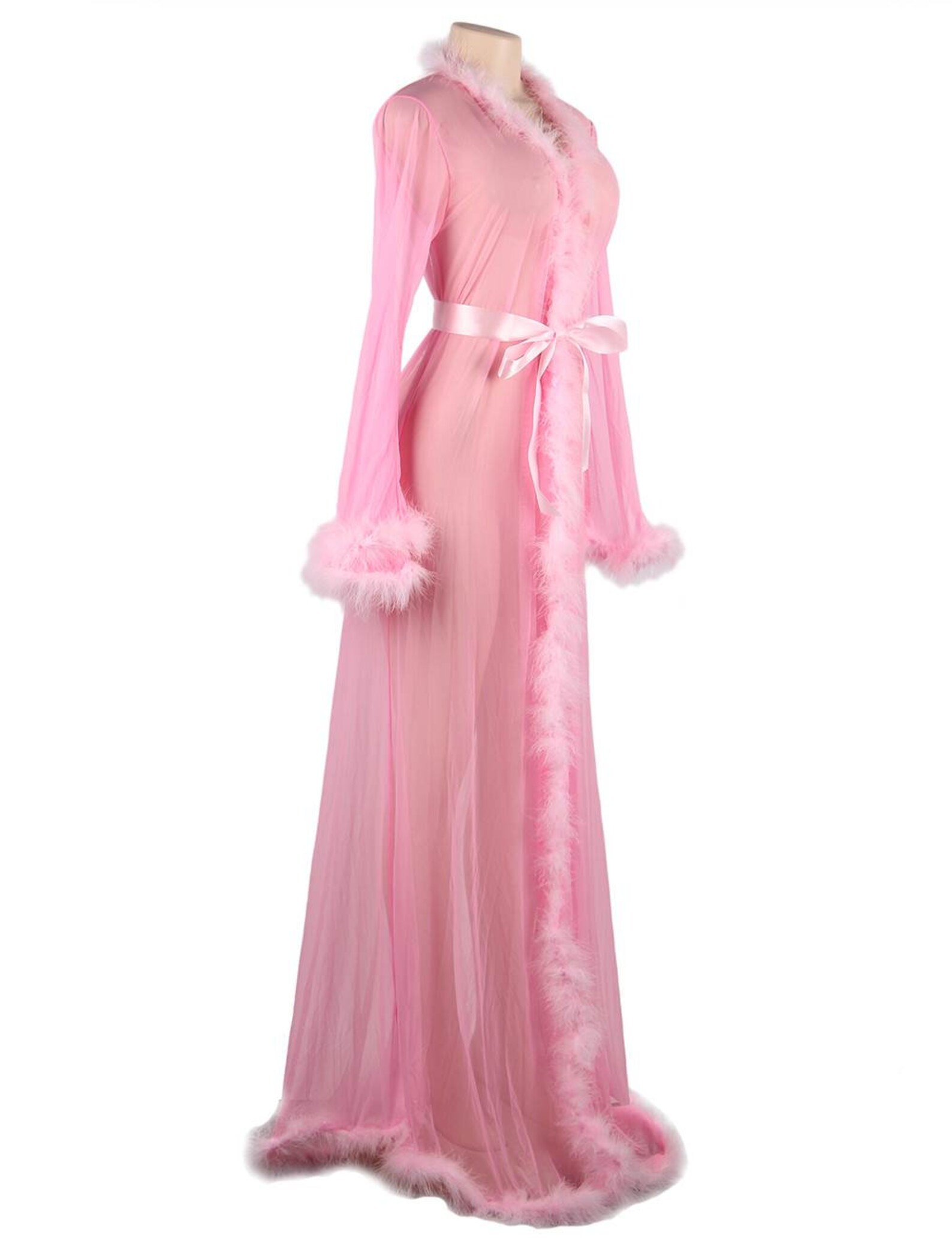 long pink mesh robe