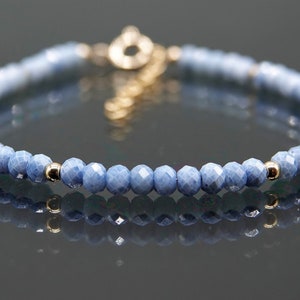 AA Blue Opal 4mm beads Bracelet, Genuine Gemstone, Sterling Silver, Gold fill, October Birthstone, Birthday Gift, Gift for Women