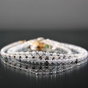 Zircon 3mm Bracelet, Genuine Gemstone Bracelet, Sterling Silver, Gold filled, Beaded, Birthday Gift, Gift for Women