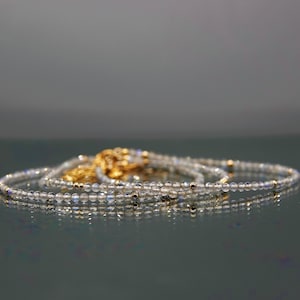 CLEARANCE Dainty AA+ Labradorite Bracelet, Genuine Gemstone Bracelet, Sterling Silver, Gold, Beaded, 2mm, Birthday Gift, Gift for Women