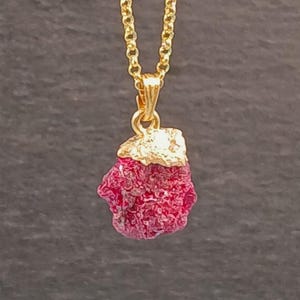 Raw Ruby nugget Pendant, Necklace, Sterling Silver, Gold Vermeil, July Birthstone, Genuine Gemstone, Birthday Gift, Gift for Women