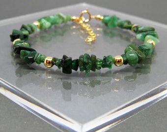 Bracciale con smeraldo, pietra preziosa autentica, smeraldo naturale, argento sterling, placcato in oro, regalo di compleanno, regalo per donna, pietra portafortuna di maggio