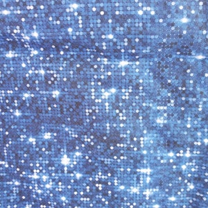 Blue Faux Disco Glitter Cotton Woven Fabric by the Yard | Custom Woven Fabric by the Yard | Faux Glitter | Disco Ball | Non Shed Glitter