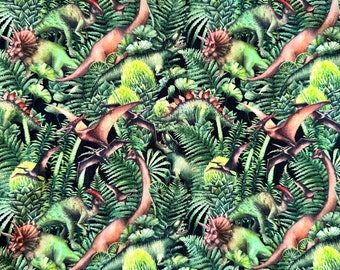 Dinosaur Fabric, Cotton Spandex, Dino Fabric for boys, Dino Fabric for Girls, Jurassic Fabric, T Rex Fabric, Jersey Knit, Gender Neutral