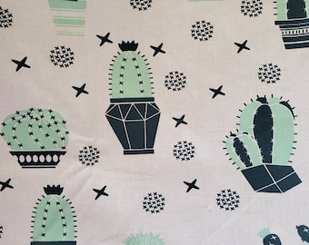Cactus Fabric | Southwest Boho Western Fabric by the yard | Cacti Desert Flower | Cotton Woven Quilters Cotton Lightweight Cotton Woven