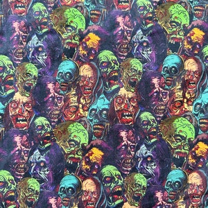 Zombies Fabric, cotton spandex fabric, end of the world, zombies walkers apocolypse fabric, jersey knit