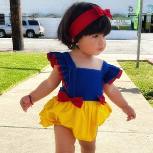 Baby Girl Princess Romper, Cute Disney Outfit, Birthday Girl, Snow White Inspired, Bow Headband, Multiple Sizes, Personalized It, Overall
