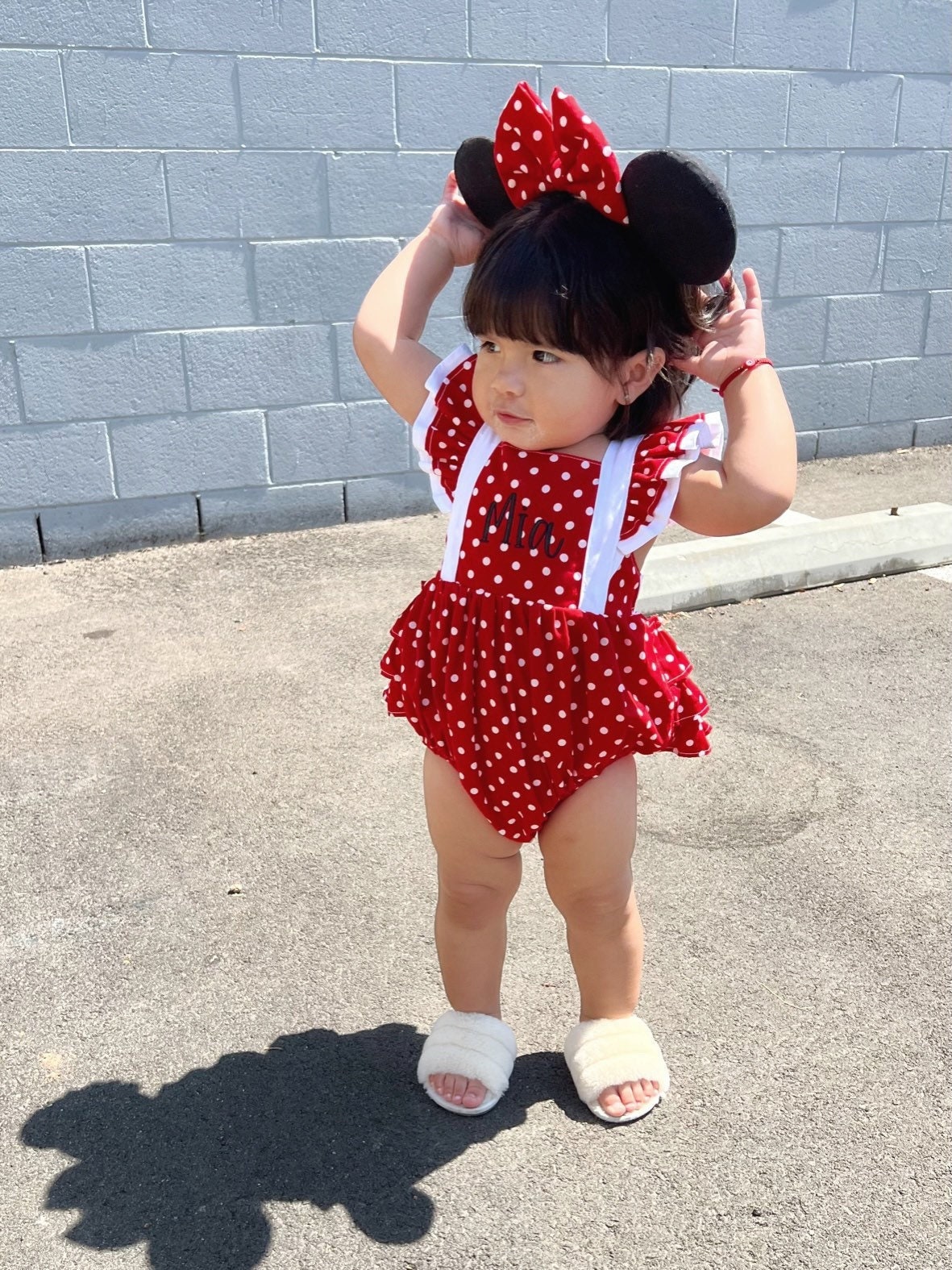 Amasar Seis Mujer Bebé niña Minnie mameluco lindo traje de Disney cumpleañera - Etsy España
