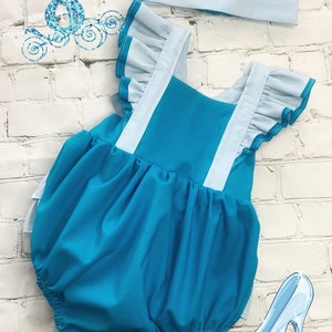 Baby Girl Princess Romper, Cute Disney Outfit, Birthday Girl, Cinderella Inspired, With Headband, Multiple Sizes, Personalized It, Overall
