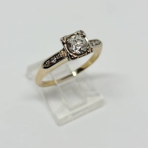 Vintage 14K Yellow White Gold Engagement Old European Cut Diamond Ring Size 8.5