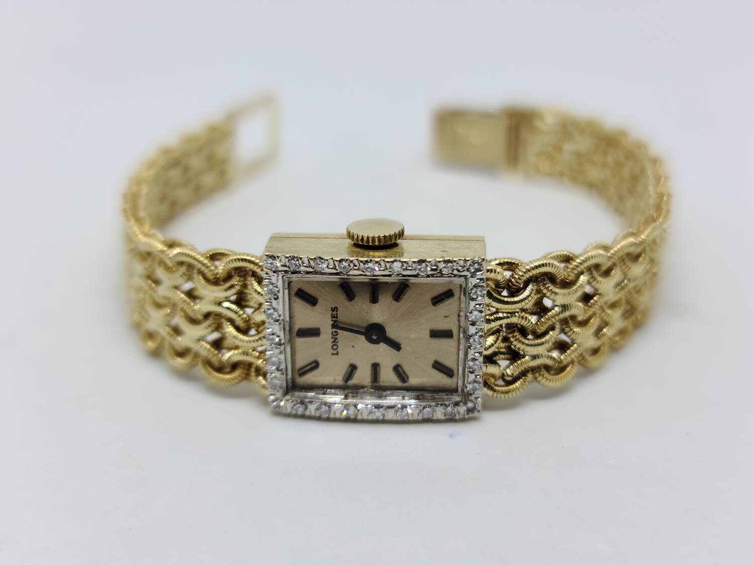Vintage 14K Yellow Gold & Diamond Longines Wrist Watch Short - Etsy