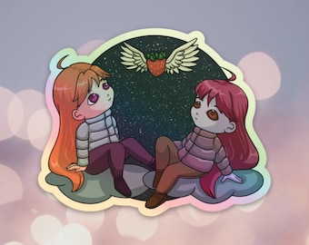 Celeste Indie Game Holographic Sticker: Madeline & Badeline