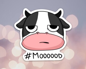 Moody Cow Vinyl Sticker: Waterproof Laptop Decal