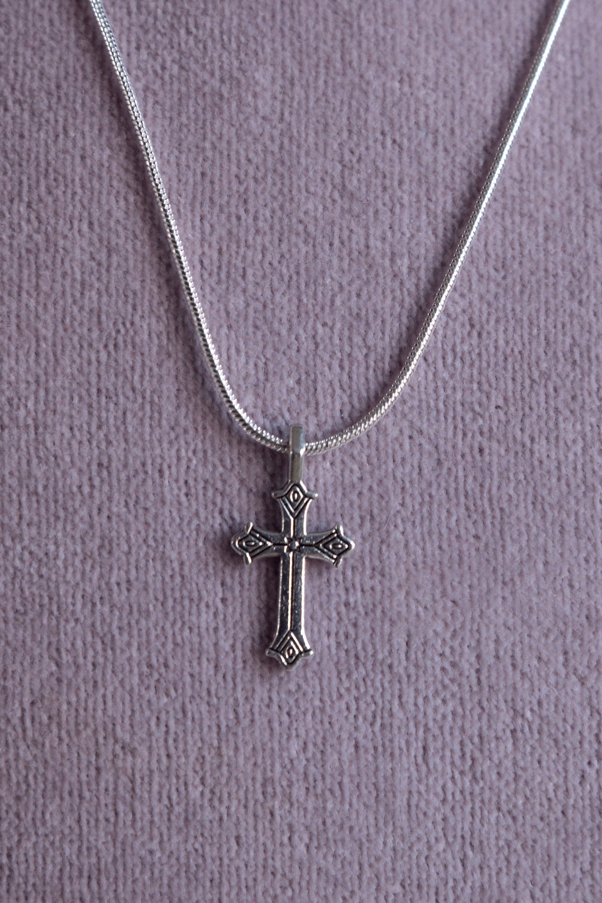 Gothic Cross Silver Necklace With Pendant, Grunge Cross Gothic Cross Silver Necklace With Pendant, Grunge Cross