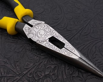 Hand Engraved Needle Nose Pliers