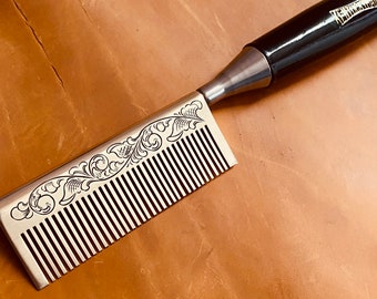 Hand Engraved Brass Comb