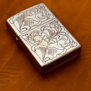 Hand Engraved Brass Zippo Lighter