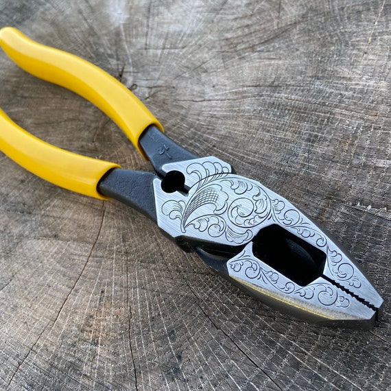 Hand Engraved Lineman Crimping Pliers 