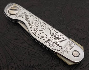 Hand Engraved (folding blade) Utility Knife