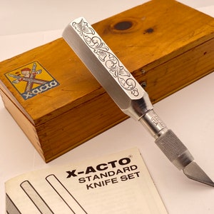 Vintage X-Acto Knife Blade Hobby Craft Cutter Set In Wood Box (B5)