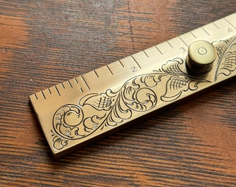 Hand Engraved Brass Ruler