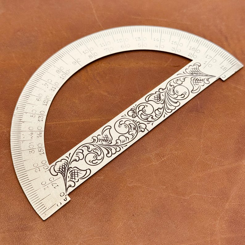 Hand Engraved Brass Protractor - Etsy