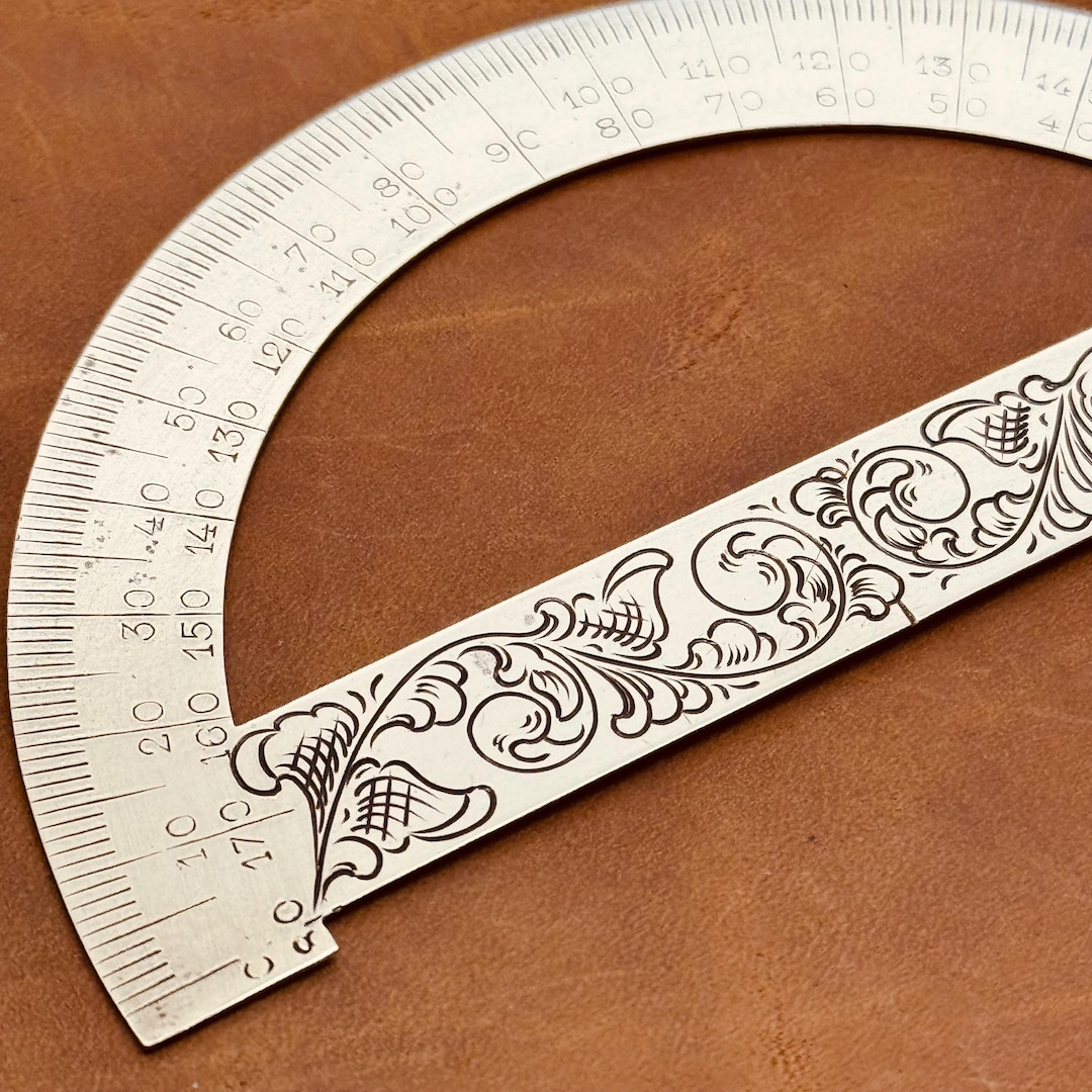 Hand Engraved Brass Protractor - Etsy