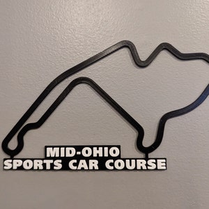 Mid Ohio Raceway Track kaart met naamplaatje kunst aan de muur